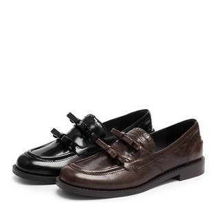 专柜正品思加图2025秋款女鞋甜酷复古乐福鞋一脚蹬小皮鞋EHH07CM5