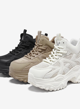 专柜正品百思图2025冬新款女鞋厚底老爹鞋加绒运动休闲鞋D3732DD5