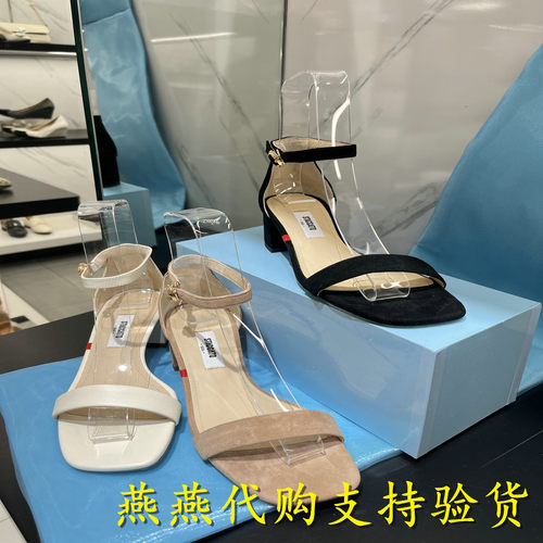 Staccato/思加图一字带凉鞋粗跟