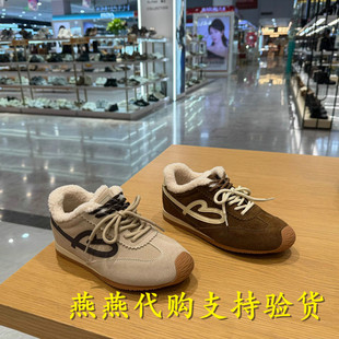 加绒休闲板鞋 专柜正品 歪头德训阿甘鞋 女鞋 E7H1DCM5 百丽2025秋新款