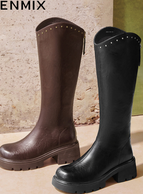 专柜正品天美意2025冬新款女靴厚底骑士靴长靴高筒时装靴BM031DG5