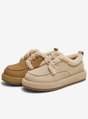 专柜正品他她2024冬款女鞋加绒外穿毛毛鞋厚底保暖单鞋CEH01DM4