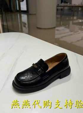 专柜正品百丽元宝复古乐福鞋女2026春款黑色小皮鞋单鞋子F6S1DAA6