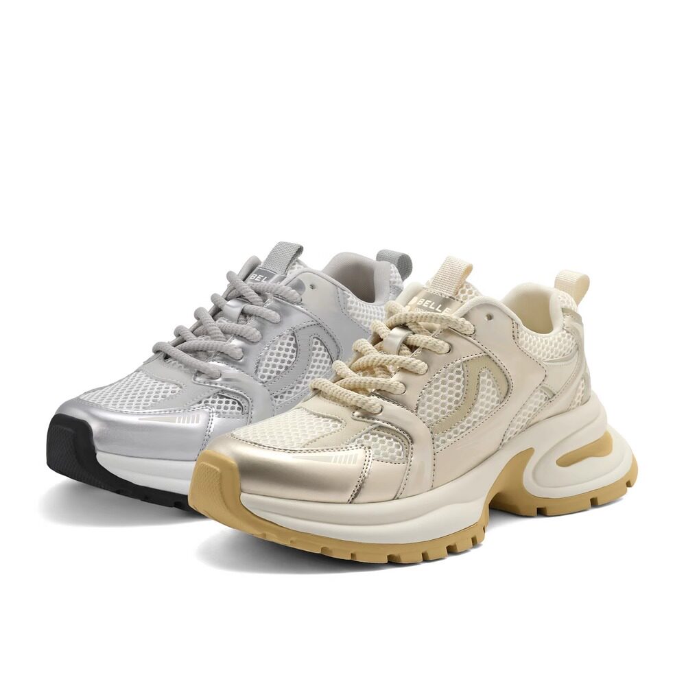 Belle/百丽女复古撞色老爹鞋厚底