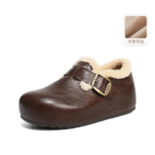 复古厚底吐司勃肯鞋 女鞋 加绒雪地靴E1H2DDM5 百丽2025冬款 专柜正品