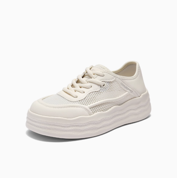 Belle/百丽女鞋透气厚底帆布板鞋