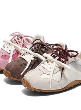 专柜正品百丽2025秋女鞋双鞋带薄底德训鞋复古运动休闲鞋E2N1DCM5