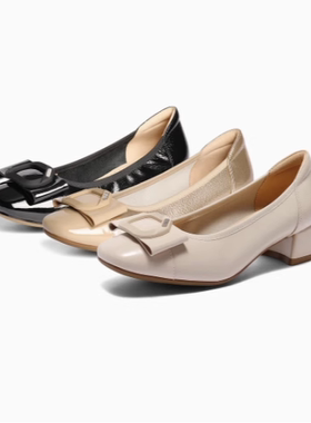 专柜正品森达2025秋季新款女鞋粗跟浅口单鞋牛皮通勤单鞋XPN02CQ5