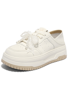 专柜正品森达2025秋季新款女鞋小白鞋厚底显高休闲板鞋XQF01CM5