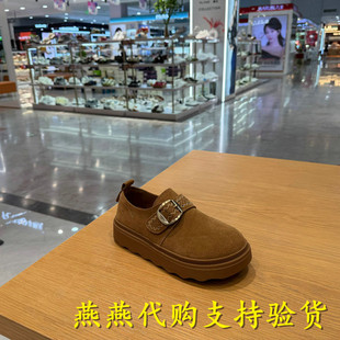 专柜百丽2026秋款女复古厚底增高休闲乐福单鞋子F8U1DCM6
