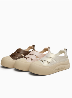 专柜正品天美意2025夏款女厚底小白鞋一脚蹬运动休闲板鞋KB072BK5