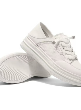 专柜正品森达透气小白鞋女2026夏款厚底网面一脚蹬休闲鞋XYR01BM6