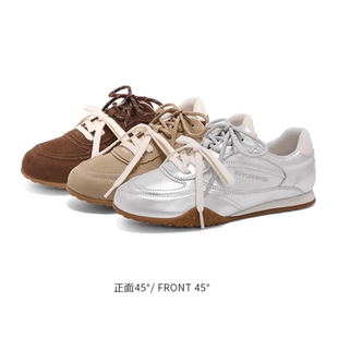 百丽25春季 复古德训鞋 新款 咖啡豆运动休闲鞋 3QS21AM5 女鞋 专柜正品
