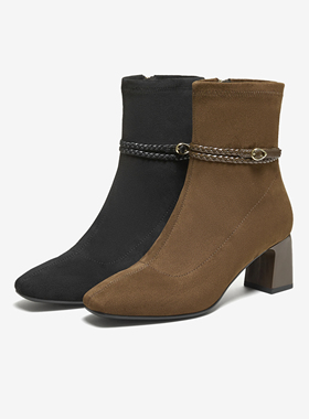 专柜正品他她2025冬季新款女靴时装靴增高短靴粗跟瘦瘦靴XWY01DZ5