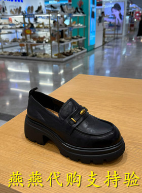 专柜正品百丽2025秋款女鞋乐福鞋复古厚底小皮鞋深口单鞋E1Y1DCA5