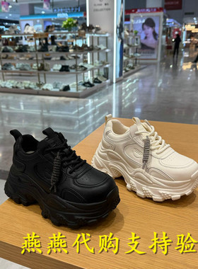专柜正品百丽2026春新款女鞋马赛克老爹鞋厚底运动休闲鞋F1K1DAM6
