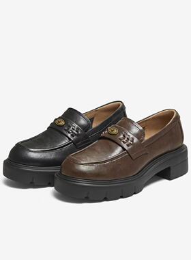 专柜正品TATA他她2026春款女豆豆鞋时尚休闲鞋百搭乐福鞋7LC21AA6