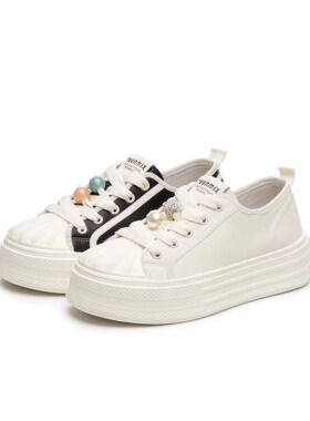 专柜正品天美意2025春款女鞋复古增高小白鞋运动休闲板鞋KB066AM5