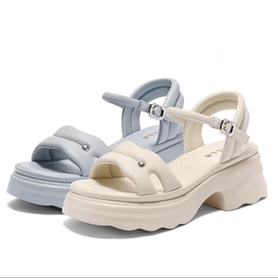 休闲凉鞋 专柜正品 厚底增高一字带凉鞋 女鞋 D7Z2DBL5 百丽2025夏款