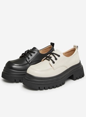 专柜正品Tata他她2024春季新款女鞋厚底小皮鞋白色乐福鞋W7N03AM4