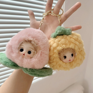 毛绒水果挂件桃子柿子草莓书包饰品熊猫公仔小玩偶包包钥匙扣礼物