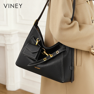 Viney托特包包女式2026新款女包hobo单肩斜跨包真皮大容量通勤包