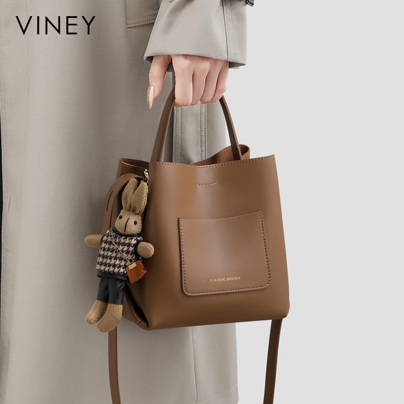 Viney水桶包包女款2025新款秋冬手提女包高级感单肩大容量斜挎包