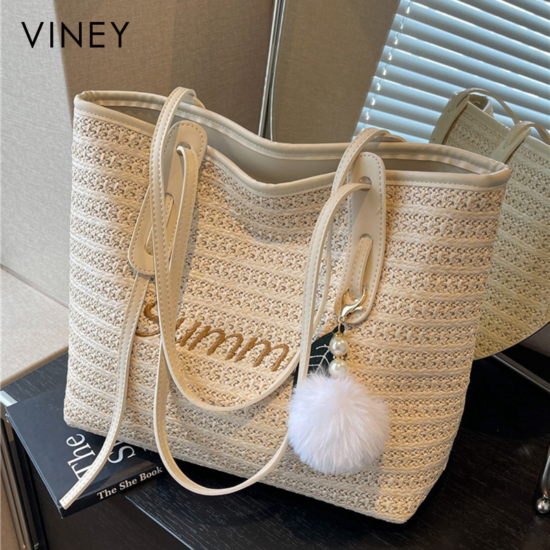 Viney编织包包2025新款夏季女包草编包托特包大容量单肩手提大包