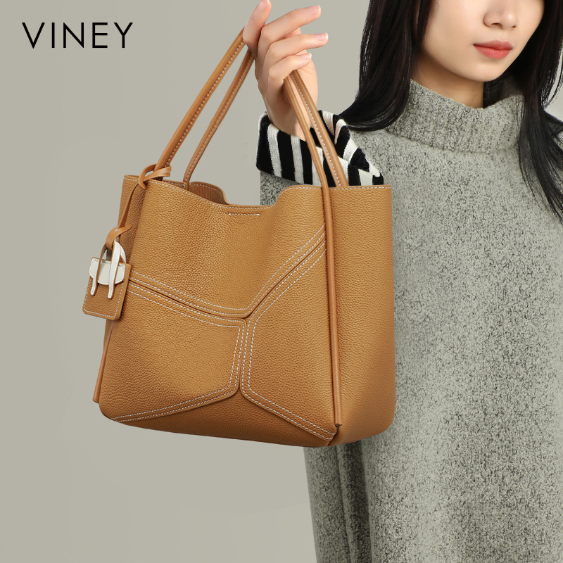 Viney水桶包包2025夏季新款女包2024大容量高级感真皮单肩手提包