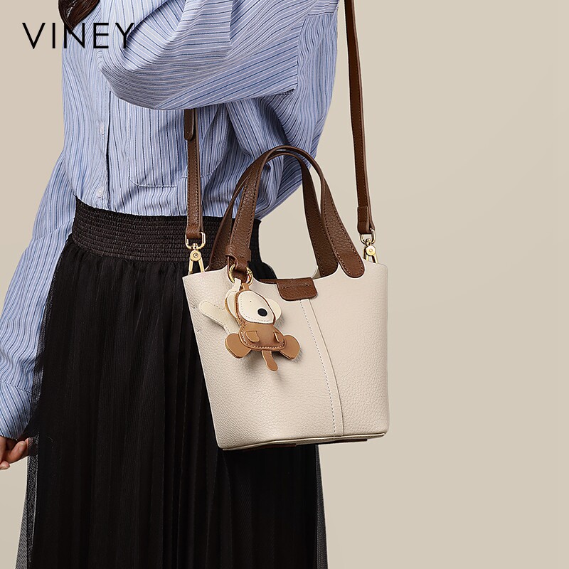 Viney水桶包包2026新款夏季菜篮子包包女款真皮斜挎包通勤手提包