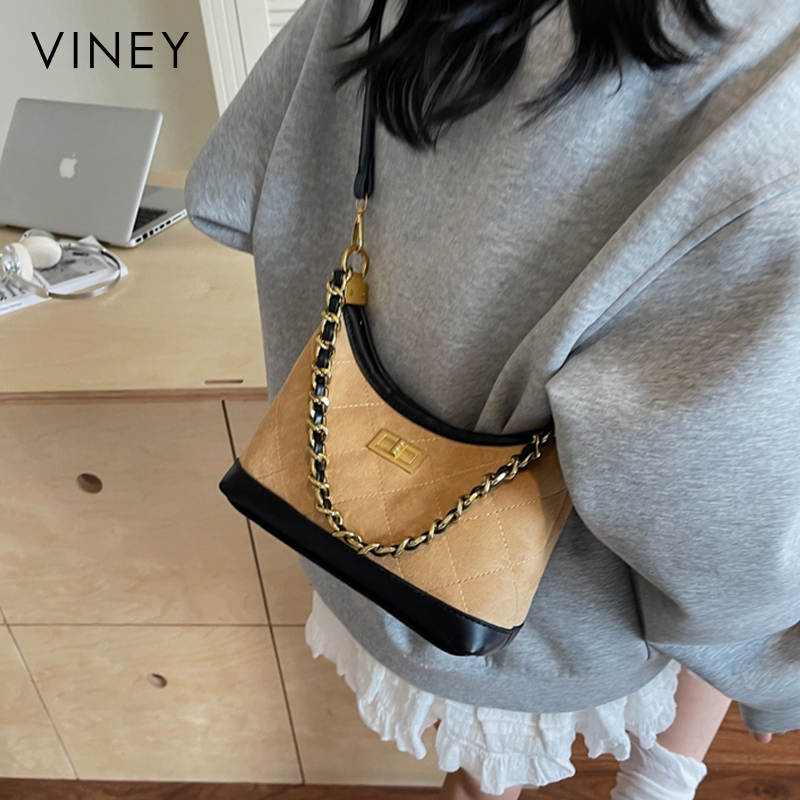 Viney包包2025新款女包秋冬单肩斜挎包高级感通勤菱格链条腋下包