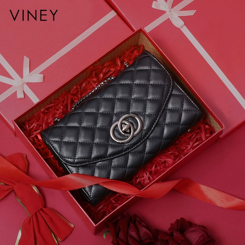 Viney Сумка через плечо на цепочке, цепь, изысканный стиль, из натуральной кожи