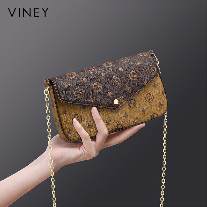 Viney包包女式2024新款秋冬斜挎包链条包女包复古老花小包单肩包