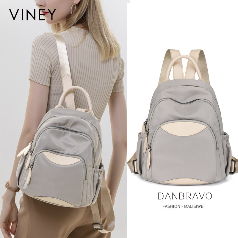 Viney双肩包女2025新款旅行包初中高中生书包轻便大容量帆布背包