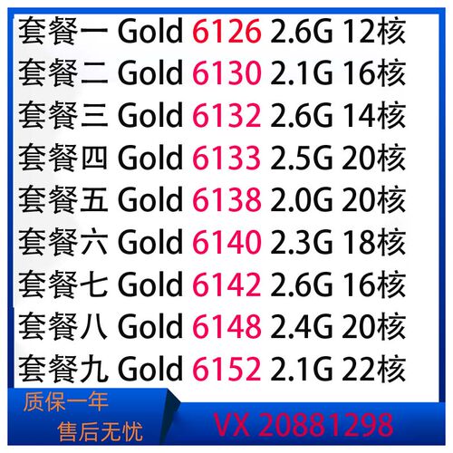 至强XEON 6126 6130 6132 6133 6138 6140 6142 6148 6152CPU正式