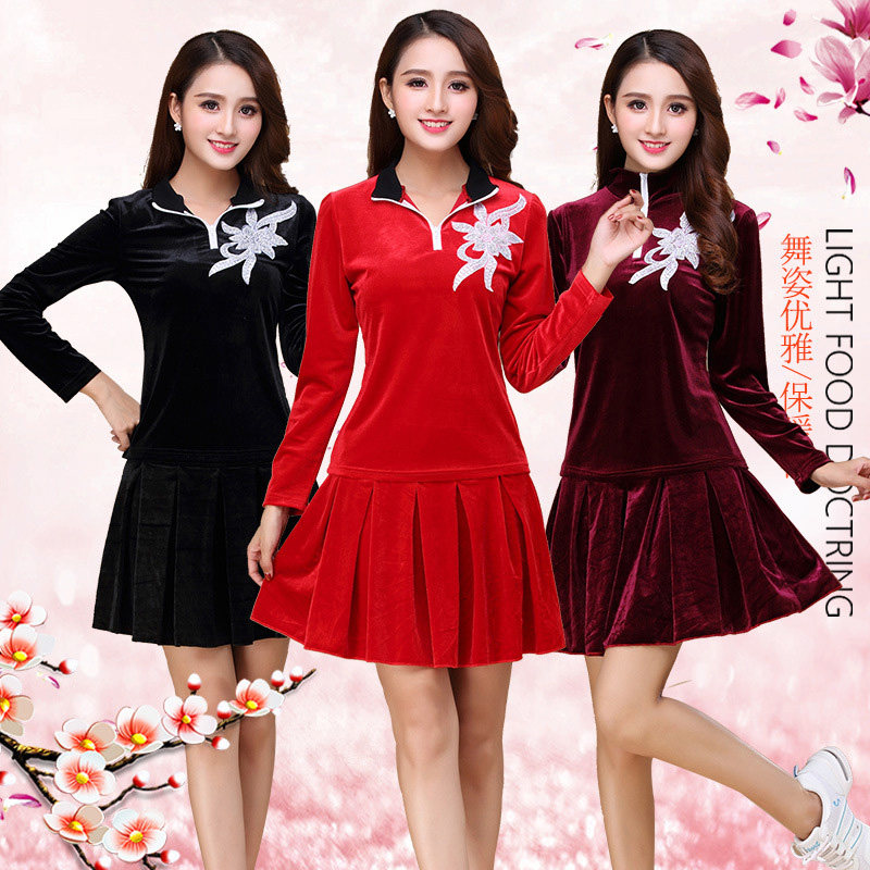 飞魅中老年广场舞服装女成人套装2022秋冬韩国绒春夏保暖舞蹈衣服