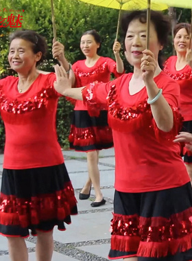 飞魅 广场舞服装套装女2023新款大码 gcw流苏裙舞台跳亮片江南梦