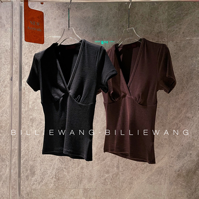 BW独立设计师高定系列｜凸显身段交叉V领短袖T恤上衣