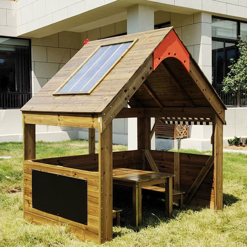 幼儿园过家家玩具户外小屋操作厨房灶台餐桌组合芬兰防腐木质设备