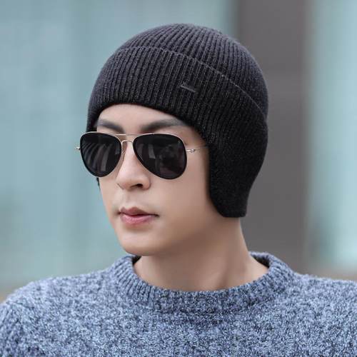 帽子男冬季保暖加厚针织毛线帽户外骑车护耳套头帽不加绒包头帽子