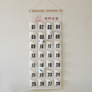 防水帆布幼儿园吸汗巾挂袋 口罩收纳袋儿童存折 跳绳墙壁收纳袋