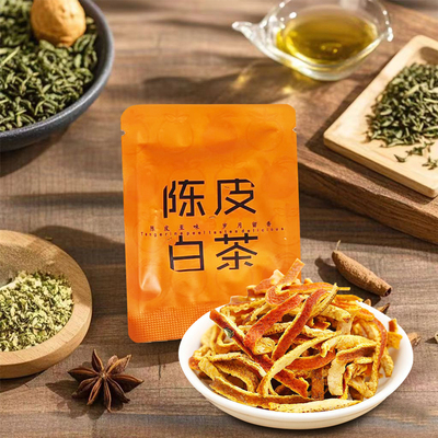 陈皮白茶小方片高山老寿眉茶叶片茶饼干茶小袋装便捷小茶饼