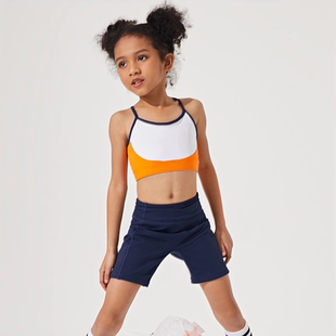 趣味撞色拼接运动瑜伽服套装紧身高弹女童上衣跑步健身跑步训练服