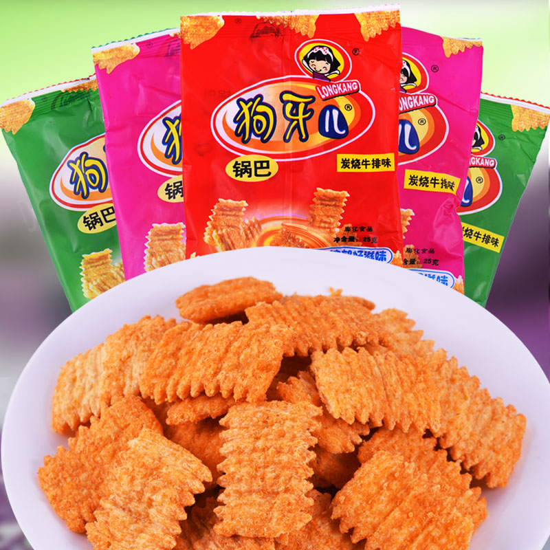 龙康狗牙儿锅巴比萨卷充饥夜宵零食小吃休闲食品怀旧零食25克膨化