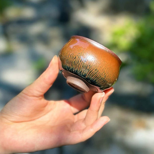 纯手工兔毫建盏主人杯窑变金兔毫盏小佛肚建窑柴烧将军建盏茶杯子