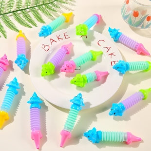 跨境恐龙伸缩管玩具发泄减压动物拉伸管儿童百变解压益智迷你玩具