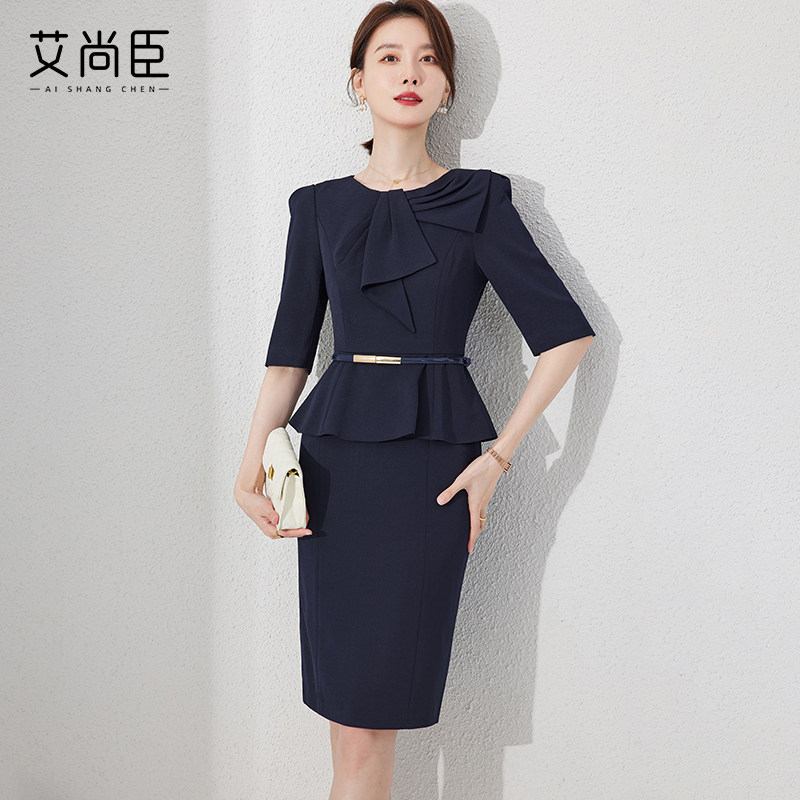 OL风格连衣裙女夏款美容师工作服