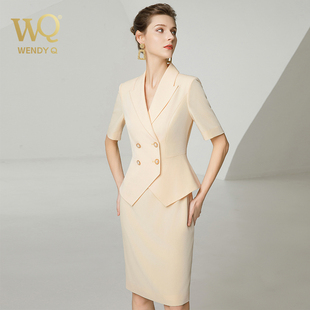 美容院店长工作服职业装女夏季短袖假两件连衣裙医美咨询顾问工装