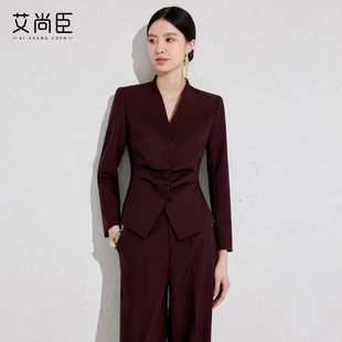 安可拉红西装套装女士爱尚臣美容院通勤经理前台接待咨询师工作服
