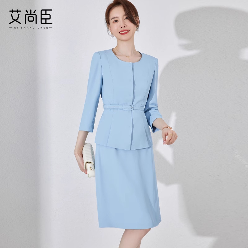 艾尚臣西装套裙女夏季美容会所前台接待职业套装老板娘店长工作服